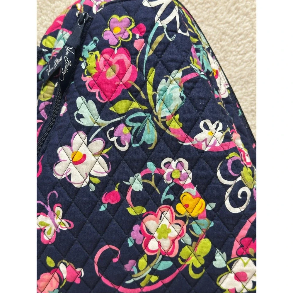 Vera Bradley Sling Tennis Backpack Navy Quilted Cotton Everyday Bag